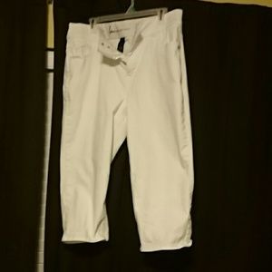 Lane Bryant white denim capris